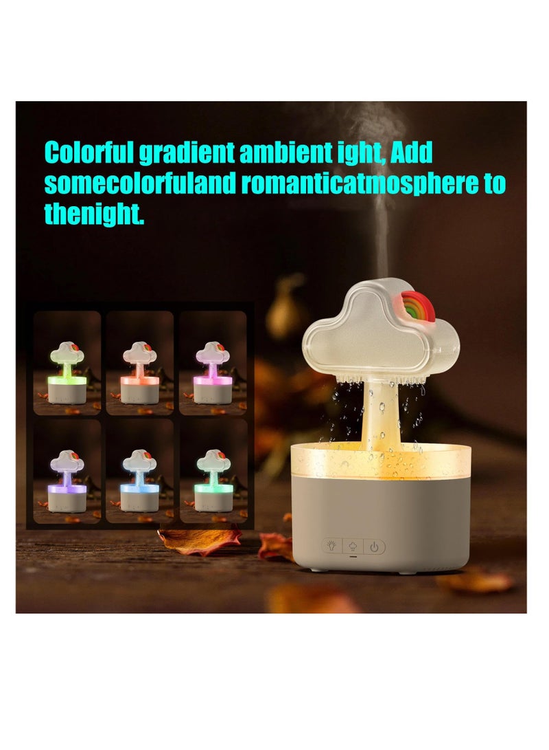 SOLARAE مرطب سحابة المطر، مع 7 أضواء ملونة موزع مطر 500 مل، إيقاف تشغيل تلقائي بدون ماء لموزع سحابة المطر، مرطب قطرات المطر للنوم والاسترخاء، للمنزل، غرفة النوم، المكتب، هدية بيضاء - Image 4