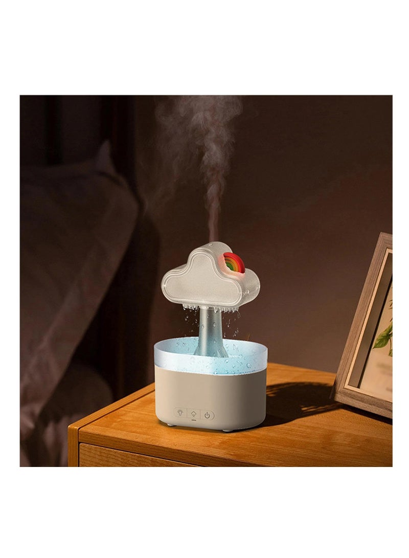 SOLARAE مرطب سحابة المطر، مع 7 أضواء ملونة موزع مطر 500 مل، إيقاف تشغيل تلقائي بدون ماء لموزع سحابة المطر، مرطب قطرات المطر للنوم والاسترخاء، للمنزل، غرفة النوم، المكتب، هدية بيضاء - Image 1