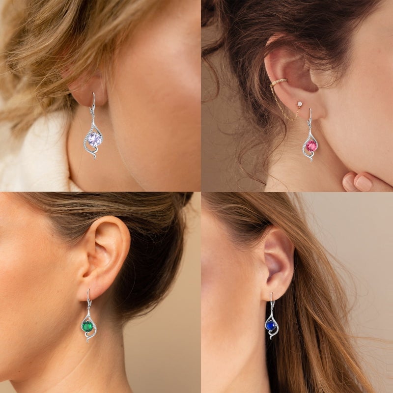 Juwaliy Women Blue Sapphire Dangle Earrings September Birthstone Sterling Silver Earring Leverback Tail Jewelry Mom Christmas Birthday Valentines Mothers Day Gift for Her - Image 3