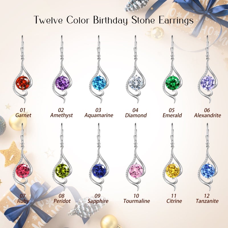 Juwaliy Women Blue Sapphire Dangle Earrings September Birthstone Sterling Silver Earring Leverback Tail Jewelry Mom Christmas Birthday Valentines Mothers Day Gift for Her - Image 5