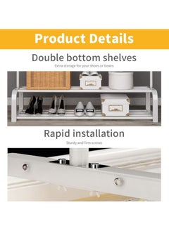 YOMA 40kg Double Pole 2-Tier Stainless Steel Shoes Rack and Coat Hanging Stand for Home  - Image 3