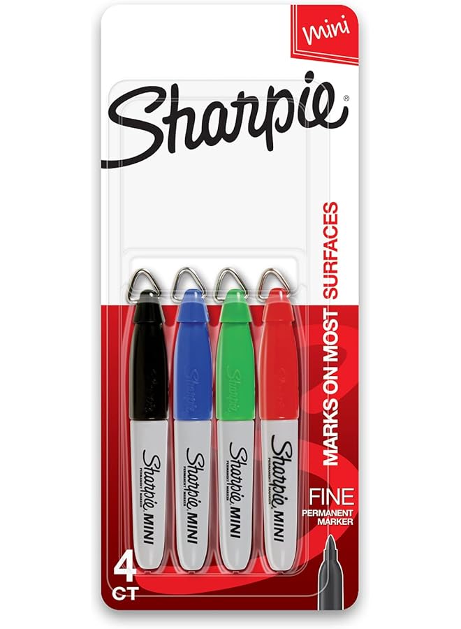Sharpie Mini Permanent Markers Fine Point Assorted Colors 4 Count 35113Pp 2 Pack 4 Count - Image 1