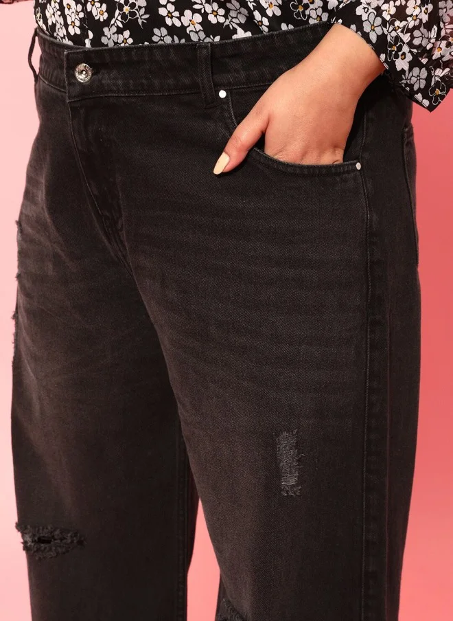 CURVY STREET Charcoal Flared Jeans for Women