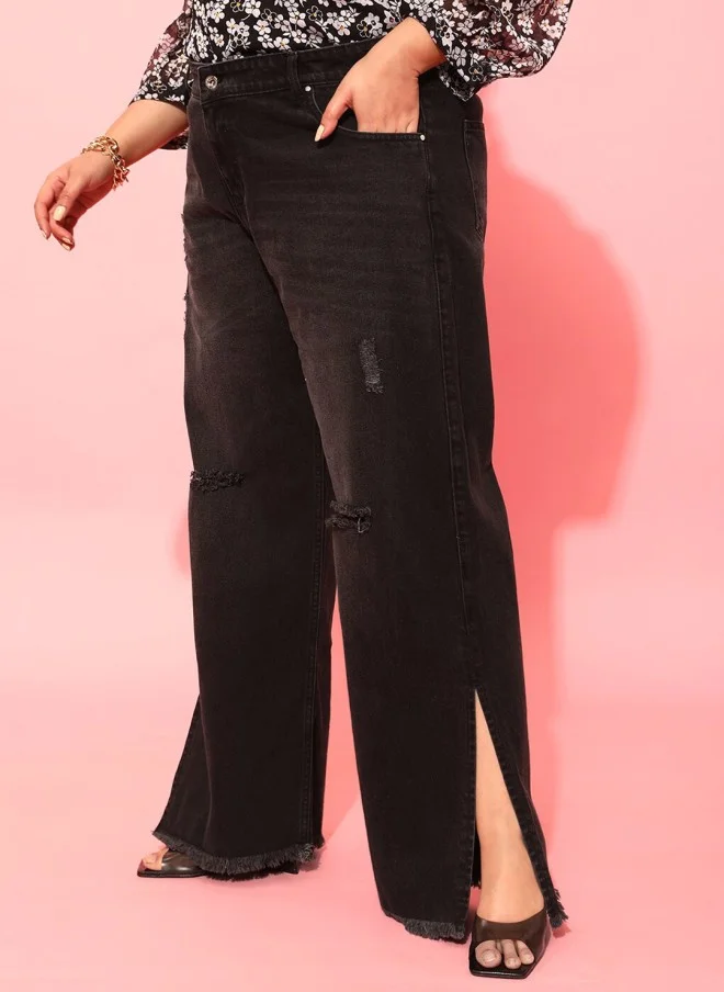 CURVY STREET Charcoal Flared Jeans for Women