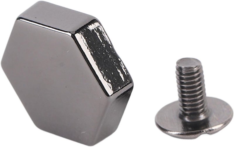 Hex Studs Back Slot Screws, Zinc Alloy Fasteners, 50 Set 13mm - Durable Wear, Decorative Rivets for Leather Crafting and Clothing Accessories (Silver Black) - Image 4