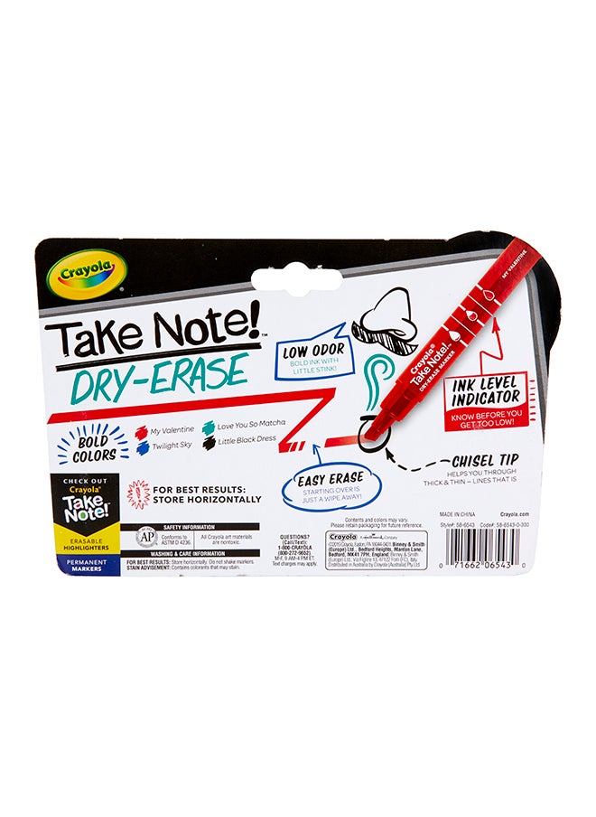 Take Note Dry Erase Markers, Chisel Tip, 4 Count - pzsku/Z976A6840B57CA763A61FZ/45/_/1725787012/c2e67a74-4f59-4a0f-a761-e2648e77857e