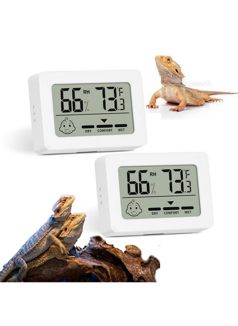 Thlevel Reptile Tank Accessories Bearded Dragon Tank Thermometer Humidity Gauge for Leopard Gecko, Jumping Spider, Snake, Gecko, Ball Python, Lizard(2 Pack)