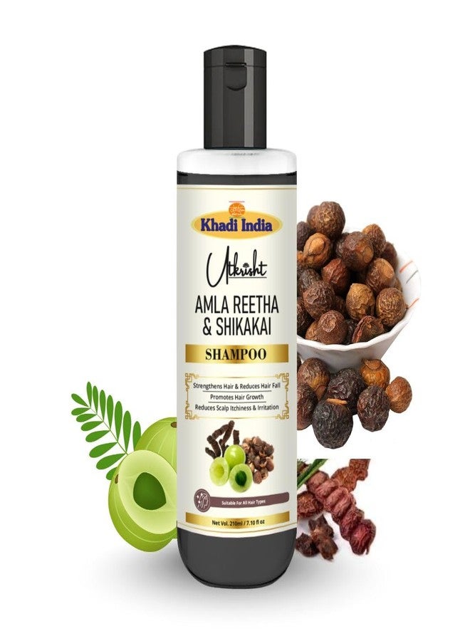 Utkrisht Khadi Natural Amla, Reetha, Shikakai Hair Shampoo for Hair Fall Control, Dandruff Care & Hair Growth - Sulfate-Free, Paraben-Free Herbal Cleanser for Men & Women - Gentle Daily Use | 210ml - Image 2