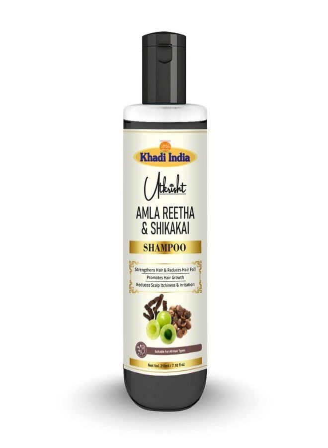 Utkrisht Khadi Natural Amla, Reetha, Shikakai Hair Shampoo for Hair Fall Control, Dandruff Care & Hair Growth - Sulfate-Free, Paraben-Free Herbal Cleanser for Men & Women - Gentle Daily Use | 210ml - Image 1