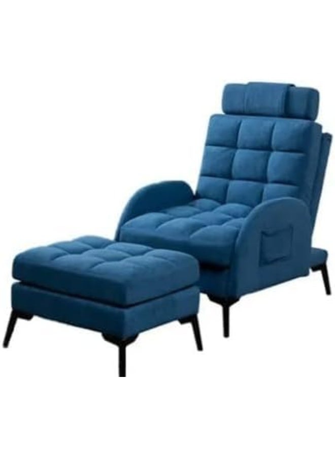 Poppins Home Poppins HOME Modern Design Home Office Luxury Executive Modern Leisure Sofa Set Living Room Sofa Single Seat Recliner Sofa with Footstool (Blue)  - Image 3