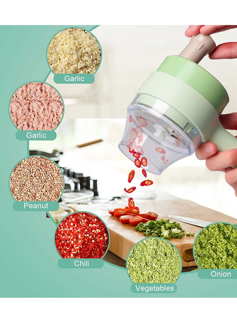 SOLARAE قطاعة خضار كهربائية 4 في 1، مفرمة خضار، قطاعة خضار كهربائية محمولة، للثوم والفلفل الحار والبصل والكرفس والزنجبيل واللحم مع فرشاة - Image 2