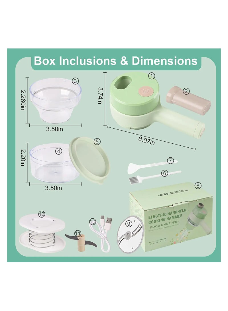 SOLARAE قطاعة خضار كهربائية 4 في 1، مفرمة خضار، قطاعة خضار كهربائية محمولة، للثوم والفلفل الحار والبصل والكرفس والزنجبيل واللحم مع فرشاة - Image 4