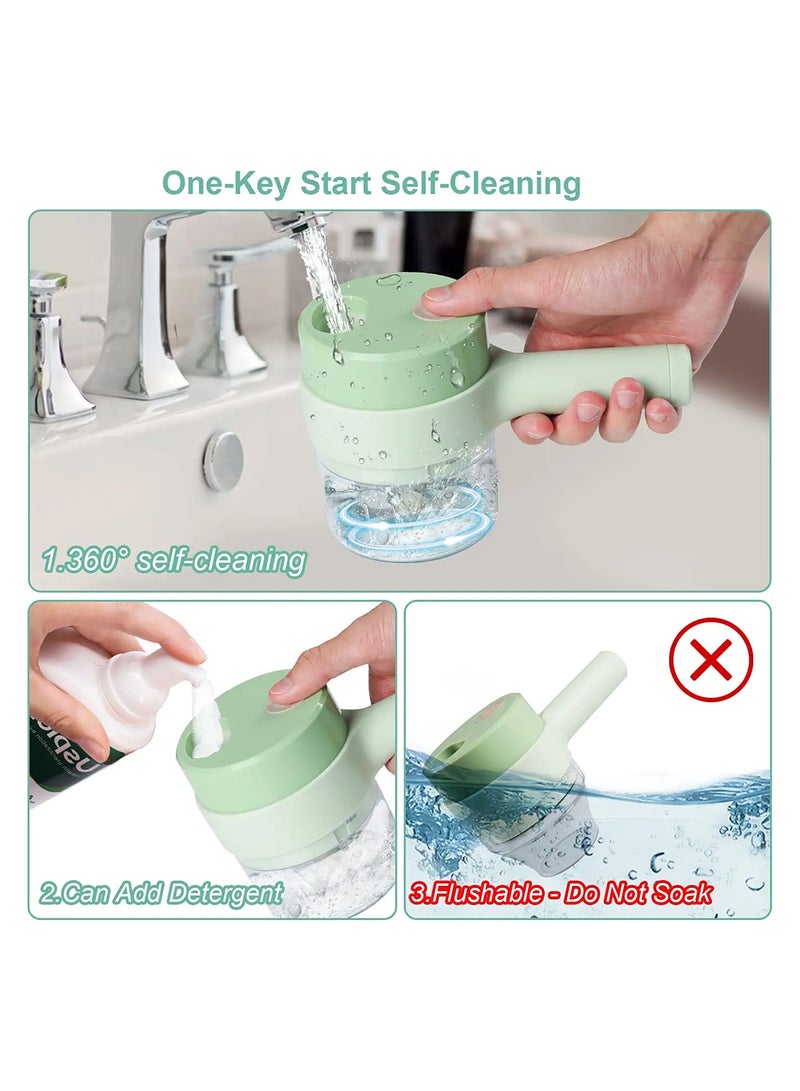 SOLARAE قطاعة خضار كهربائية 4 في 1، مفرمة خضار، قطاعة خضار كهربائية محمولة، للثوم والفلفل الحار والبصل والكرفس والزنجبيل واللحم مع فرشاة - Image 5