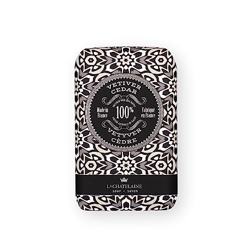 La Chatelaine Shea Butter Bar Soap Natural and Organic Triple Milled Made in France Unisex Men Women Large Vetiver Cedar - Image 2