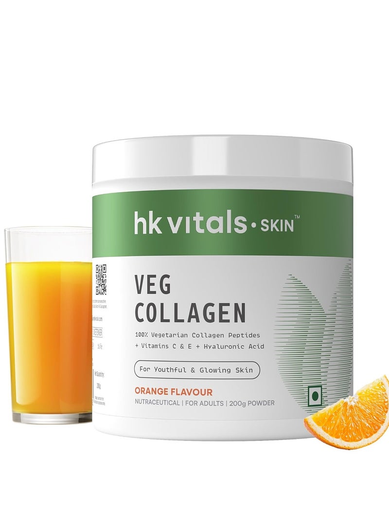 هيلث كارت مكمل الكولاجين النباتي الحيوي (برتقالي، 200 جرام) | مع البيوتين وفيتامين C وE وهيالورونات الصوديوم | لصحة البشرة والشعر والأظافر - Image 1