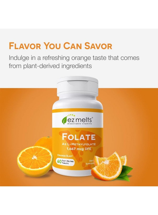 EZ Melts Dissolvable Folate 1,667 mcg, L-Methylfolate, Sugar-Free, 2-Month Supply - Image 3