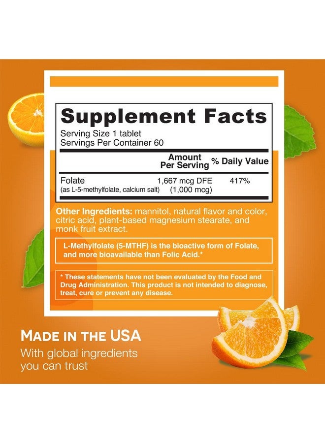 EZ Melts Dissolvable Folate 1,667 mcg, L-Methylfolate, Sugar-Free, 2-Month Supply - Image 4