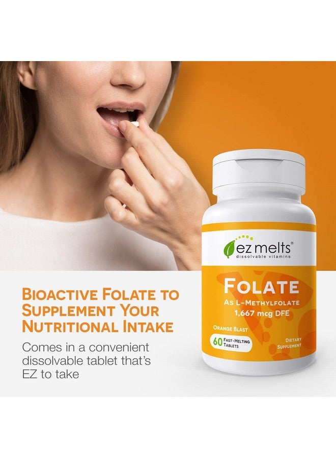 EZ Melts Dissolvable Folate 1,667 mcg, L-Methylfolate, Sugar-Free, 2-Month Supply - Image 1