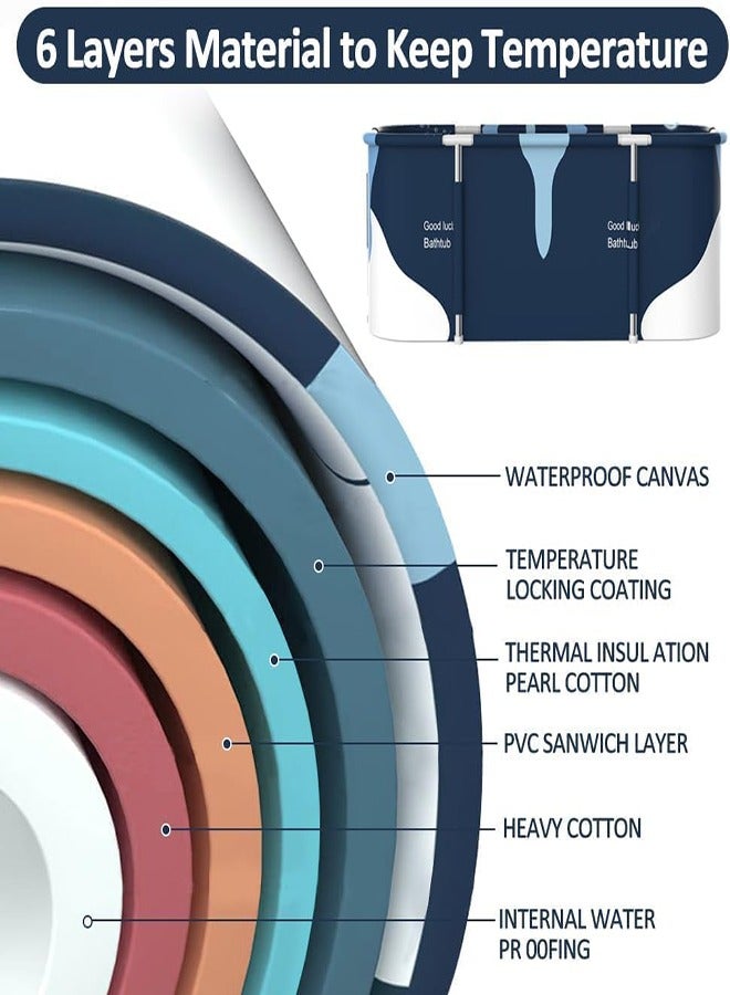 0 تي أوه وان تيك حوض استحمام قابل للطي كبير جدًا | سعة لشخصين | إطار معدني وعزلة بست طبقات | محمول لأي منازل سعودية داخلية أو خارجية | سهل التخزين - Image 2
