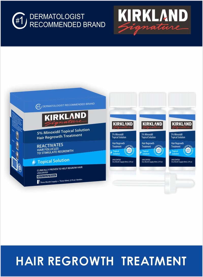 Kirkland Signature Minoxidil 5% Scalp Solution – 3-Month Pack for Effective Hair Regrowth  - Image 3