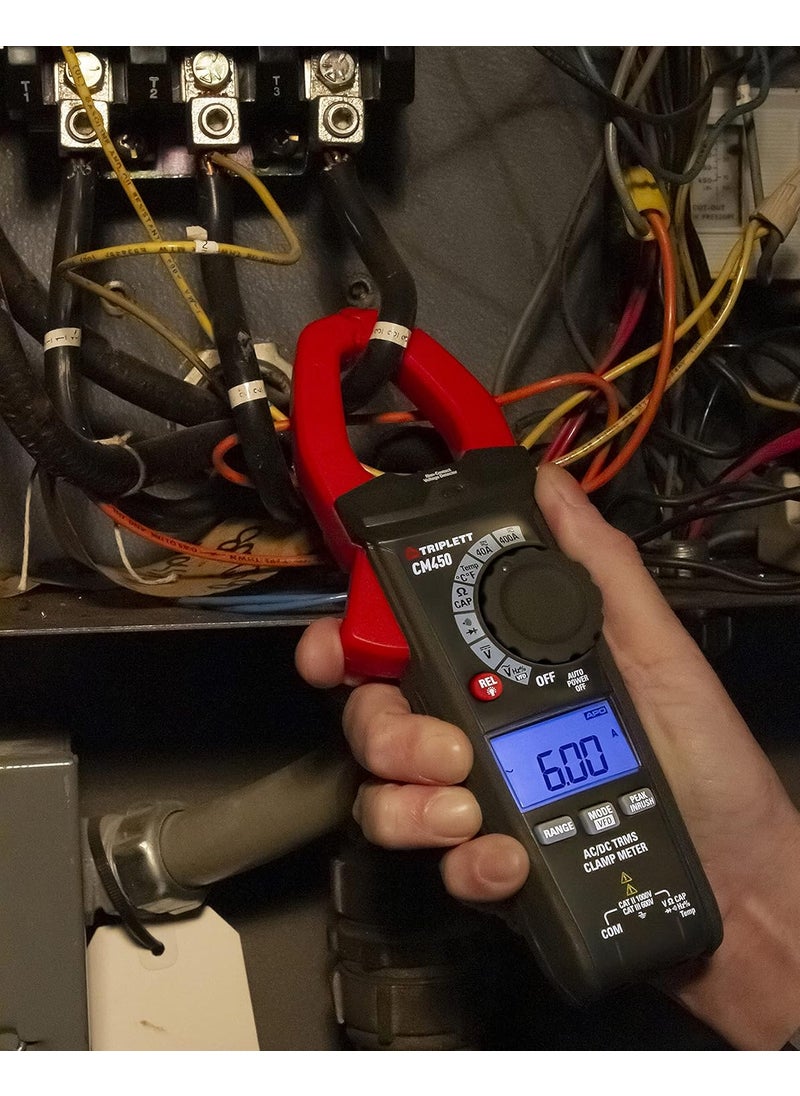 Triplett Triplett CM450 True RMS 4000 Count 400A ACDC Clamp Meter with InrushBlack  - Image 5