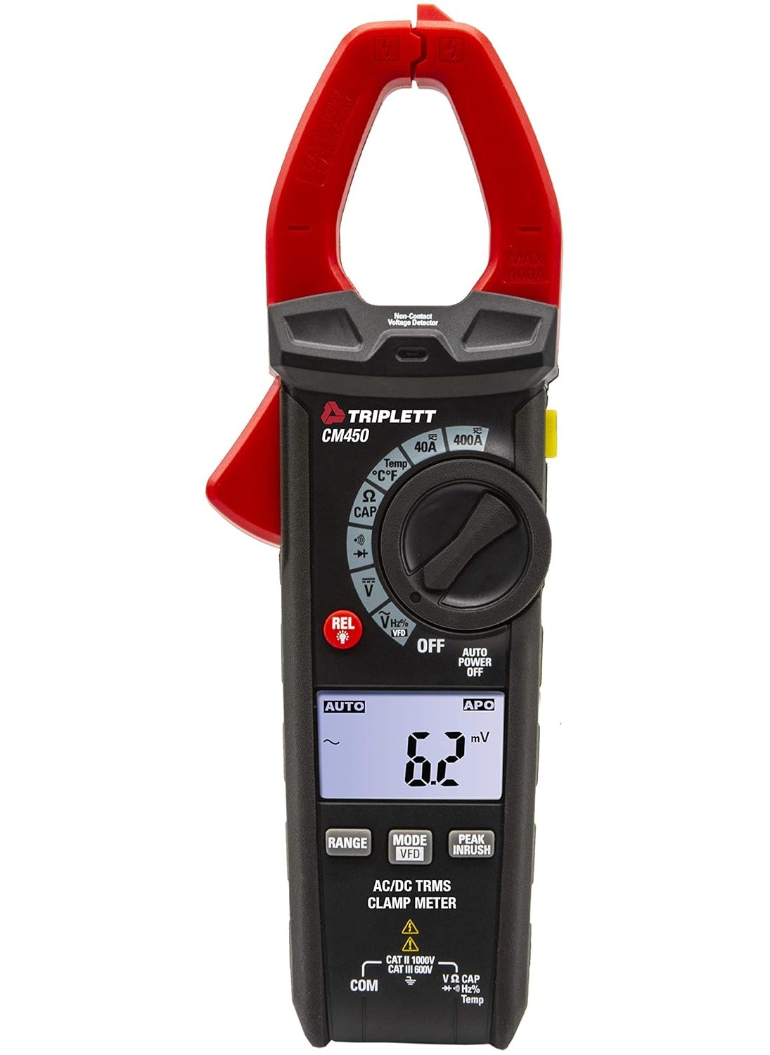 Triplett Triplett CM450 True RMS 4000 Count 400A ACDC Clamp Meter with InrushBlack  - Image 1