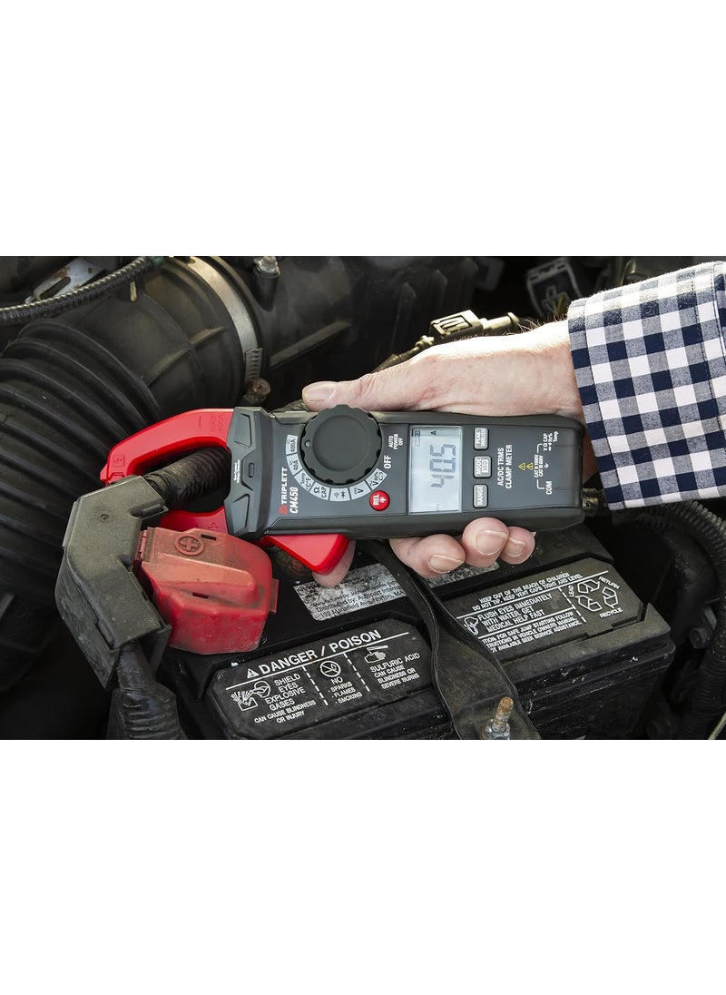 Triplett Triplett CM450 True RMS 4000 Count 400A ACDC Clamp Meter with InrushBlack  - Image 4
