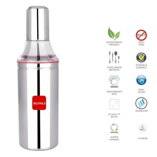 BLUTAILS Stainless Steel Oil Dispenser/Oil Bottle of 1 litre Easy Flow with Cap, Spill-Proof, Food Grade Dispener Count of 1 (1000ml) - Image 5