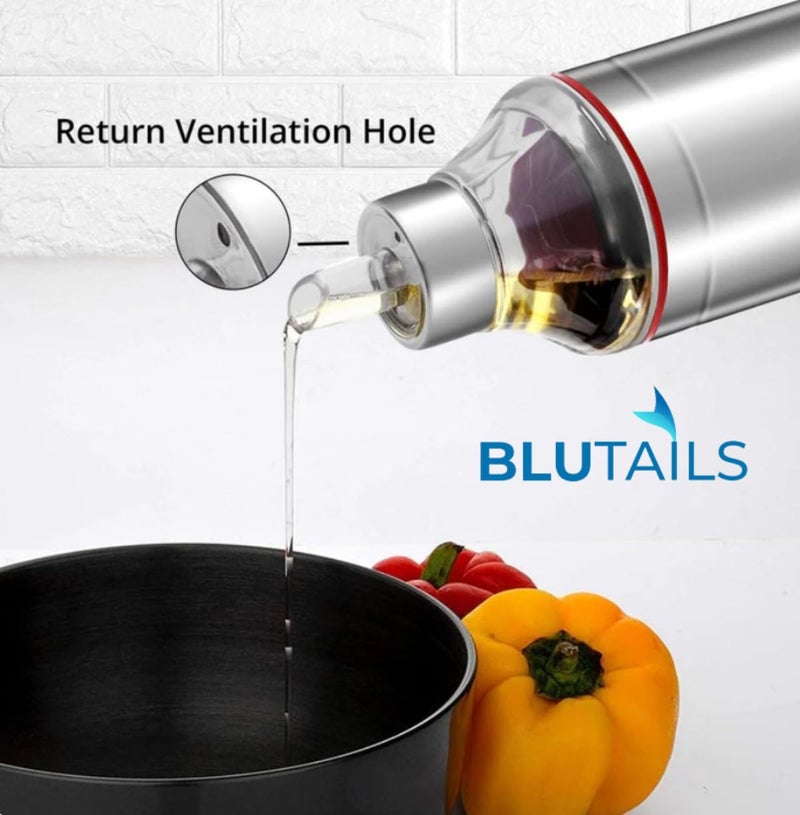 BLUTAILS Stainless Steel Oil Dispenser/Oil Bottle of 1 litre Easy Flow with Cap, Spill-Proof, Food Grade Dispener Count of 1 (1000ml) - Image 3