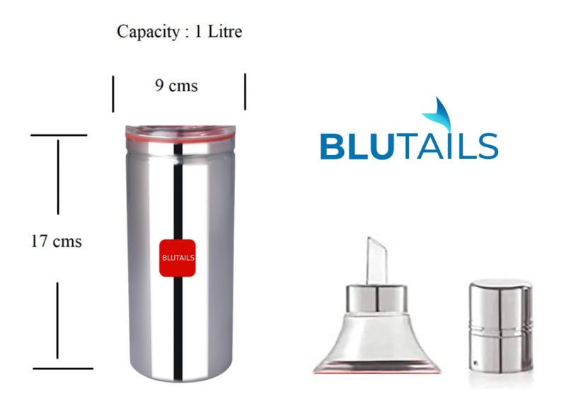 BLUTAILS Stainless Steel Oil Dispenser/Oil Bottle of 1 litre Easy Flow with Cap, Spill-Proof, Food Grade Dispener Count of 1 (1000ml) - Image 4