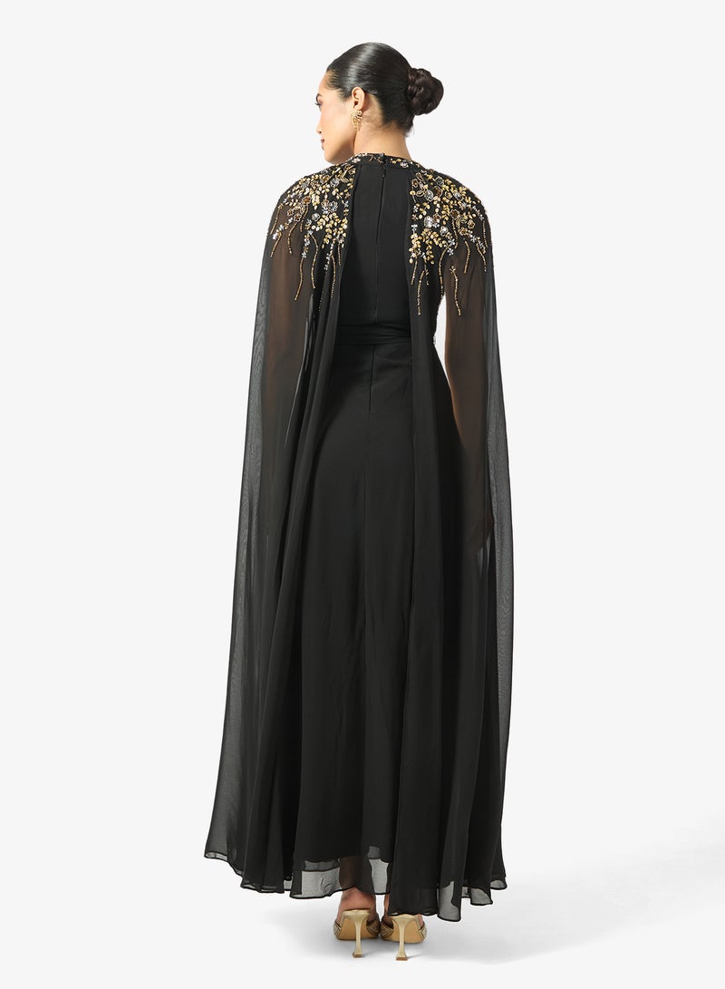 فروك اند فرل فستان ماكسي مزين بكشكش وأكمام كاب - Image 2