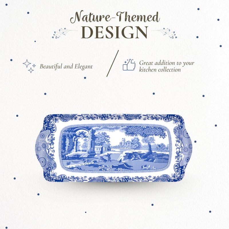 Pimpernel Spode Blue Italian Collection Sandwich Tray â€“ (15.25" x 6.5") Rectangular Melamine Serving Piece with 18th Century Inspired Countryside Design, Decorative Kitchen & Dining for Snacks & Pastries - Image 3