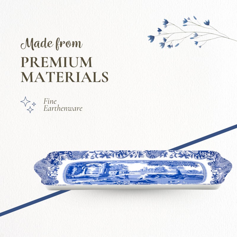Pimpernel Spode Blue Italian Collection Sandwich Tray â€“ (15.25" x 6.5") Rectangular Melamine Serving Piece with 18th Century Inspired Countryside Design, Decorative Kitchen & Dining for Snacks & Pastries - Image 4