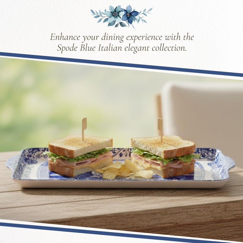 Pimpernel Spode Blue Italian Collection Sandwich Tray â€“ (15.25" x 6.5") Rectangular Melamine Serving Piece with 18th Century Inspired Countryside Design, Decorative Kitchen & Dining for Snacks & Pastries - Image 5