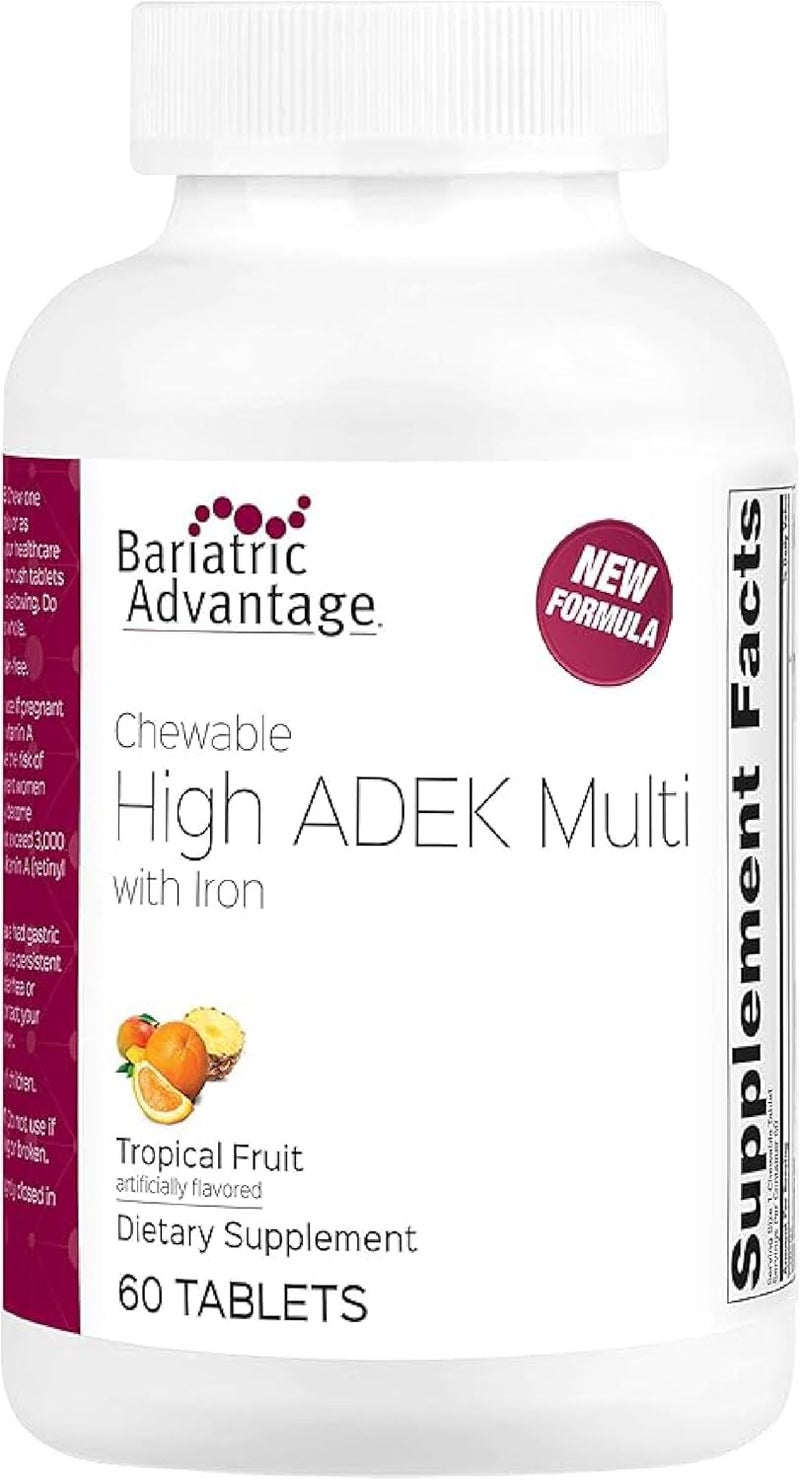 Bariatric Advantage مكمل عالي ADEK القابل للمضغ مع الحديد - فواكه استوائية - 60 قرص - Image 1