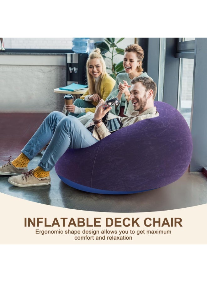 Halamine Bean Bag Chair, Inflatable Bean Bag Sofa, Leisure Blow up Chairs,  Folding Lazy Sofa For for Movie Outdoor Room Bedroom Reading Camping(Purple) - Image 2