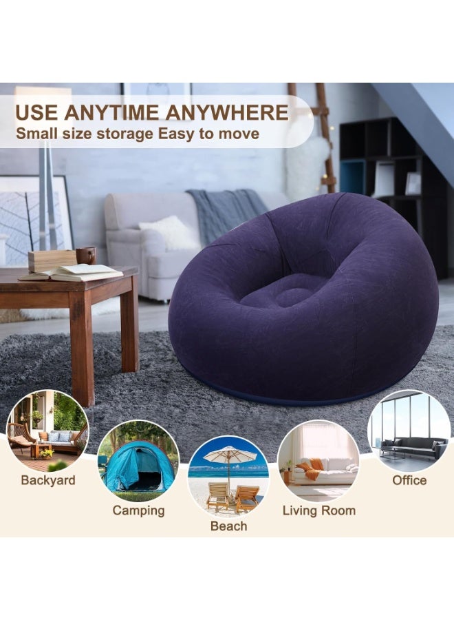 Halamine Bean Bag Chair, Inflatable Bean Bag Sofa, Leisure Blow up Chairs,  Folding Lazy Sofa For for Movie Outdoor Room Bedroom Reading Camping(Purple) - Image 3