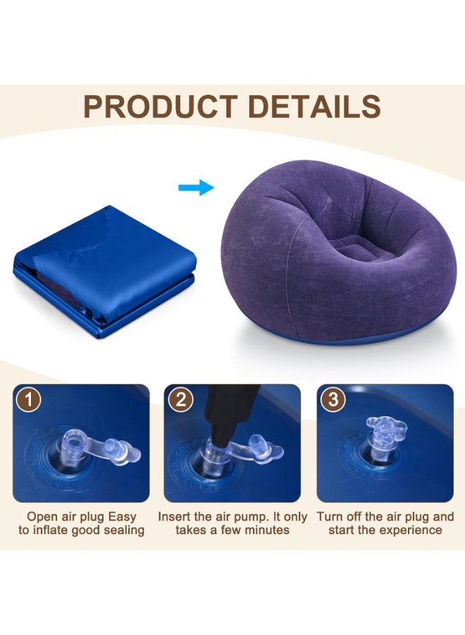 Halamine Bean Bag Chair, Inflatable Bean Bag Sofa, Leisure Blow up Chairs,  Folding Lazy Sofa For for Movie Outdoor Room Bedroom Reading Camping(Purple) - Image 4