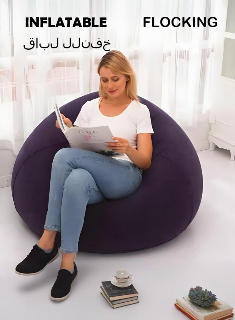 Halamine Bean Bag Chair, Inflatable Bean Bag Sofa, Leisure Blow up Chairs,  Folding Lazy Sofa For for Movie Outdoor Room Bedroom Reading Camping(Purple) - Image 1