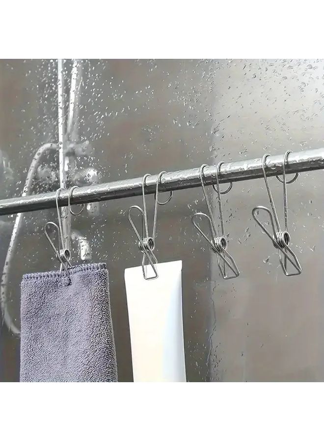 15pcs Stainless Steel Windproof Clothes Drying Clip Long Tail Hook Multifunctional Easy Install - Image 3