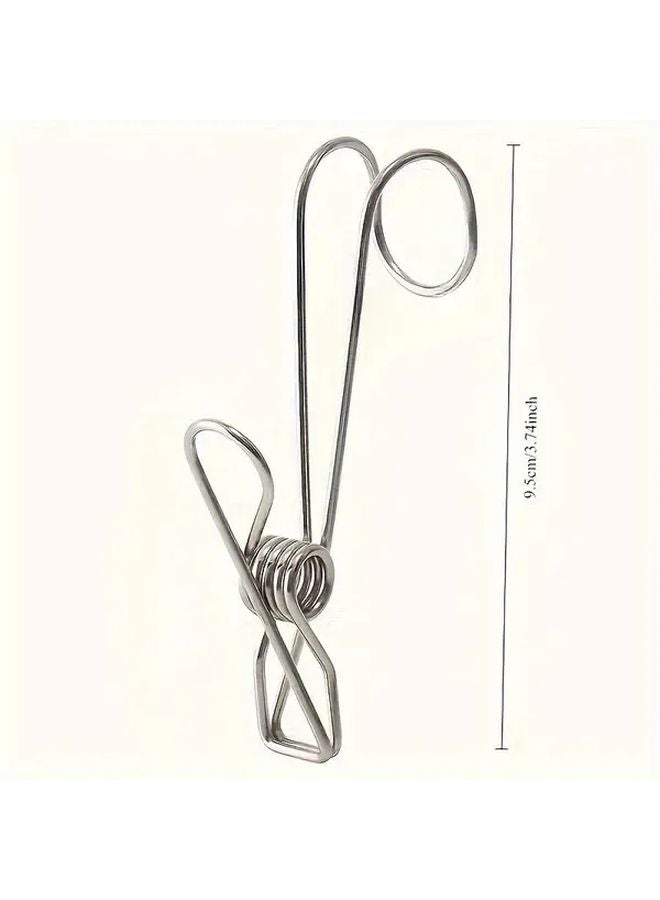 15pcs Stainless Steel Windproof Clothes Drying Clip Long Tail Hook Multifunctional Easy Install - Image 4