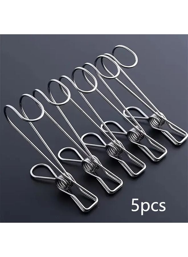 15pcs Stainless Steel Windproof Clothes Drying Clip Long Tail Hook Multifunctional Easy Install - Image 2
