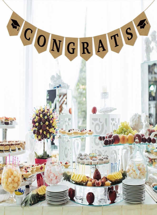 Ramciyo Burlap Congrats Banner - NO DIY Congrats Grad Hanging Sign for 2026 High School/College/Senior Graduation Celebration Party Backdrops - Image 5