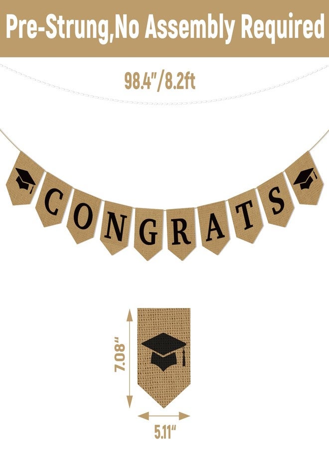 Ramciyo Burlap Congrats Banner - NO DIY Congrats Grad Hanging Sign for 2026 High School/College/Senior Graduation Celebration Party Backdrops - Image 2