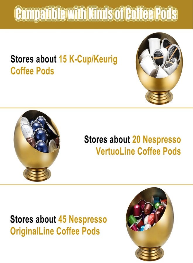 ELLDOO Coffee Pod Holder, Gold Metal Coffee Pod Storage for K Cup Nespresso Vertuo Keurig, Creamer Organizer Candy Bowl Fruit Snacks Jar for Countertop Kitchen Breakroom - Image 4