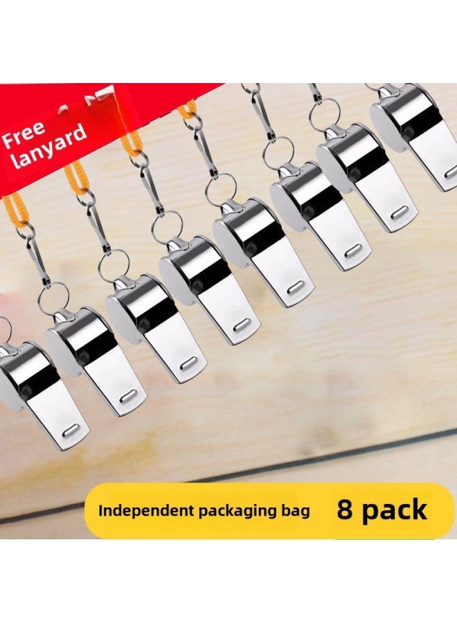 Generic Whistle Super-loud Referee Special Outdoor Training Topper Physical Education Teacher Basketball Coach Professional Lifesaving Football Whistle-Color:Stainless Steel [independent Packaging Bag] 8 Pieces - Image 1