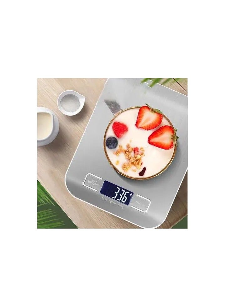 كراون ميزان الطعام الالكتروني الرقمي للمطبخ، يستخدم للطهي وخبز الأطعمة عالية الدقة، ميزان المجوهرات، شاشة LCD، متعدد الوظائف، وظيفة الفارغة، الفولاذ المقاوم للصدأ 5 كجم-AAA - Image 1