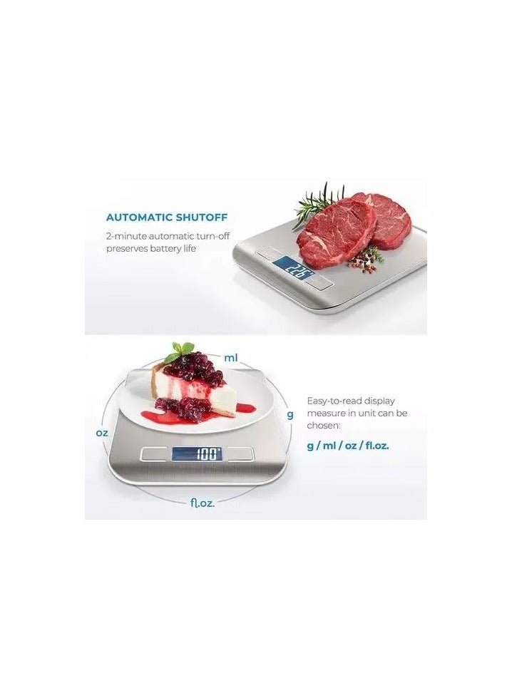 كراون ميزان الطعام الالكتروني الرقمي للمطبخ، يستخدم للطهي وخبز الأطعمة عالية الدقة، ميزان المجوهرات، شاشة LCD، متعدد الوظائف، وظيفة الفارغة، الفولاذ المقاوم للصدأ 5 كجم-AAA - Image 5