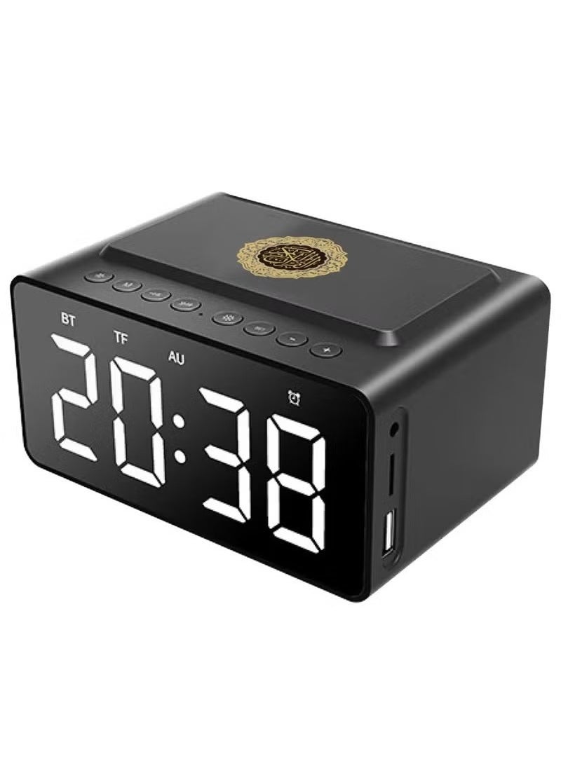 TIGER - Quran Speaker With Azan Clock Alarm Clock Radio With Bluetooth Speaker Alarm Clocks Bedside Powerful Battery Backup And USB Port With App Control LED Display Clock With 8GB Storage SQ808 - Image 1