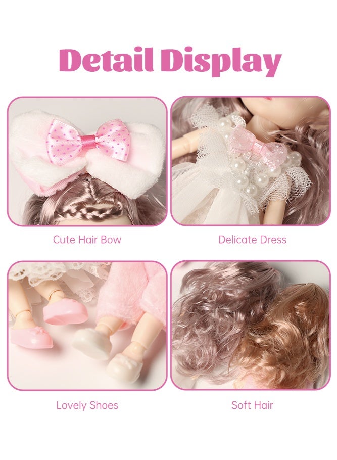 SHABILI 16cm Poseable Fashion Doll 2-Pack with Soft Vinyl Head, Plastic Body and Bunny Fabric Dresses, Long Nylon Hair and Rabbit Ear Accessories, Gift Box Toy for Girls Ages 3+ for Home and Party Play - Image 2